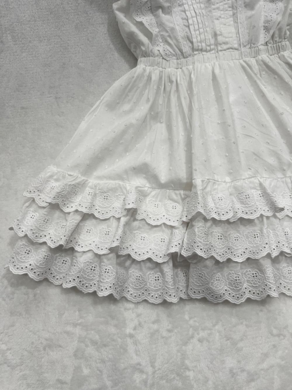 Janie and Jack Pintuck Eyelet Dress Summer Ruffle Detail Size 5 Special Occasion - Picture 11 of 14